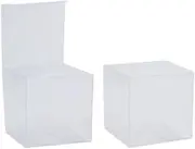 Set of 50 Transparent PVC Macaron Boxes, Clear Square Cube Design for Wedding Favors, Gift & Candy Packaging, Easy Assembly