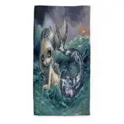 Porcelina the Blue Willow Porcelain Tailed Mermaid Microfiber Beach Towel