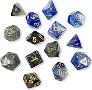 WELANE Glitter Game Dices, 14 PCS Polyhedral Dices for RPG, MTG, Role Playing (2 Set)