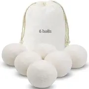 Organic Wool Dryer Balls 6-Pack | Eco-Friendly Laundry Time Saver with Sheep Design | Soften Clothes & Reduce Wrinkles (XXL 7cm) Hypoallergenic & Reusable