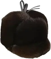 [keusyoi] Winter Hat for Solid Men Fur Cap Male Thick Warm Winter Fur Hat Headgear Beanie Hat Beret Caps