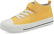 [Casbeam] Children's Trainers Boys and Girls Canvas Shoes Casual Lightweight Shoes Classic Adjustable Strap Trainers, Yellow, 35 EU