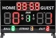Digital Scoreboard, LED Portable Electronic Scoreboard with Remote, Battery Powered Tabletop Cornhole Score Keeper for Basketball, Baseball, Volleyball, Tennis, Indoor Outdoor