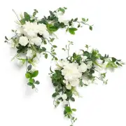 Ling's Moment 2PCS White & Green Artificial Floral Swags Table Centerpieces W...