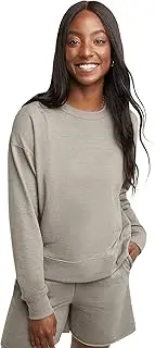 [Hanes] Women's Originals French Terry Sweatshirt, Lightweight Crewneck Pullover Sweatshirt for Women