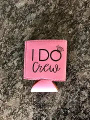 I Do Crew Leather Personalized Can Holder Bridesmaid Gift Maid Wedding
