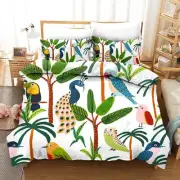 3D Peacock Bird Plant Cartoon Quilt Cover Set Bedding Sets Pillowcases