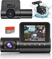 Dash Cam,3-in-1 Dash Cam Front Rear and Interior Recording | 1080P Full HD with 170° Wide Angle | 2.0" IPS Screen | IR Night Vision | G-Sensor Loop Recording | 24-Hour Parking Surveillance
