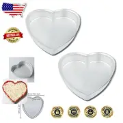 Versatile 10 x 2 Inch Aluminum Heart Cake Pans - Hand Wash Only, Set of 2