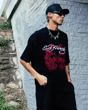 [ED HARDY] Ed Hardy Dragon Oversized T-shirt Black - Size M M Black