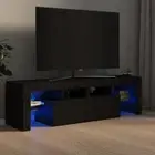 TV Stand Cabinet With LED Lights Chipboard Black Elegant Display Rack Furniture