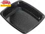 White Speckled Vitreous Enamel Deep Roasting Tin Oven Baking Tray