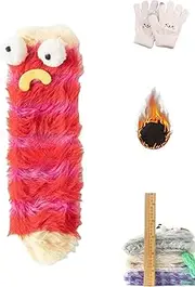 [Grolomo] Coral Velvet Three-dimensional Quirky Socks,Cute Cartoon Quirky Socks,Warm Cozy Fluffy Cartoon Monster Socks, E, One size