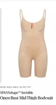 New Spanx 10235R Thinstincts 2.0 Open Bust Mid Thigh Bodyshaper M NWT Beige