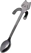 Tea Spoon Dessert Spoons 10pcs Stainless Steel Coffee Spoon Lovely Cute Cat Shape Teaspoon Dessert Snack Scoop Ice Cream Mini Spoons Tableware Kitchen Tools Black