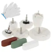 10Pcs Polishing Wheel Set Cotton Buffing Wheel Kit with 3 Polishing Pad AU#