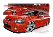 Ford Ute BF XR8 UTE BF XR8 FALCON UTE VIXEN RED A3 FRAMED PRINT (FT182)