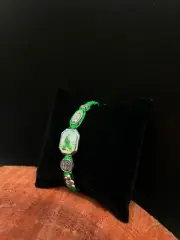Green String Bracelet with Elephant Protection Charms, Guadalupe St Jude Clover