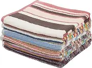 [Olivia Rocco] Pack Of 6 Stripe Towels Easy Care 100% Cotton Colourful Absorbent And Quick Dry Hand Towels Bath Sheets Holiday Gym Beach (6 x Bath Sheets)