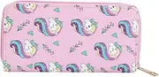 [Beaupretty] Unicorn Long Wallet for Women PU Leather Purse with Compartments Cute Cartoon Design for Students Unicorn Lovers