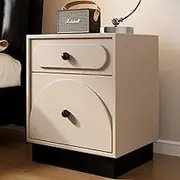 End Table, White Side Table with Storage Cabinet and Drawer, Wood Nightstand, Wood End Side Accent Table Nightstand, for Bedroom, Living Room(B,50 * 40 * 60CM)
