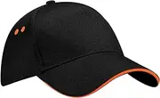 [Beechfield] Unisex B015 Ultimate 5-Panel Sandwich Peak Cap Black/Orange