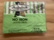Vintage Meadowbrook Luxury Percale FULL FLAT Sheet GREEN Striped NOS 54”x75”