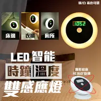 在飛比找PChome24h購物優惠-LED智能時鐘溫度雙感應燈 (白光)