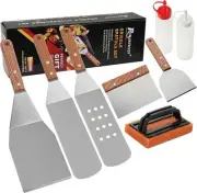 8Pc BBQ Griddle Accessories Kit - Heavy Duty Stainless Steel Professional