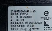 在飛比找露天拍賣優惠-RANSO RF-43VA3(DD)破屏拆賣