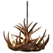 Ancona 6 Light Resin Antler Chandelier, Natural