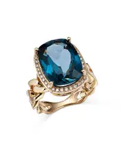 Bloomingdale's Fine Collection London Blue Topaz & Diamond Halo Chain Link Ring in 14K Yellow Gold
