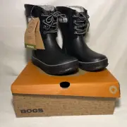 New In Box Bogs Kids' Boots Amanda Plush Insulated Rain, Black, Size 1