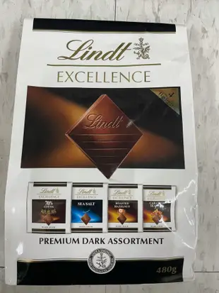 2/1前 瑞士蓮 Lindt Excellence 極醇系列 綜合黑巧克力 袋裝 480g/包 最新到期日2024/6/30