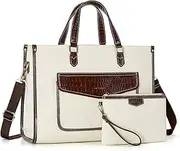 [Missnine] Tote Bag Canvas Laptop Bag for Women 15.6 inch Casual Work Bags with Clutch Purse Computer Shoulder Bag 2 PCS Set