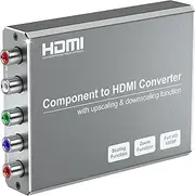 Component to HDMI Converter with Scaling Function, YPbPr to HDMI Converter for DVD/NGC/Wii/VHS/PS2 to Display on HD TVs(Not for 240P Retro Games)