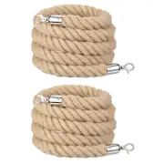 2Pcs 10ft x 1.1 Inch Crowd Control Jute Stanchion Rope with Snap Hooks