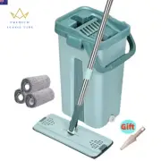 Flat Squeeze Mop Com Balde, Wringing Floor Cleaning, Microfiber Pads, Uso Molhad