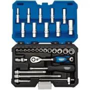 Draper Metric Socket Set 1/4"D 30 Piece Hexagon Deep & Standard Length 16444