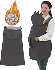 Baby Carrier Winter Cover with Big Pockets, Baby Carrier Cover with Hood, Waterproof & Windproof, Universal for Baby Carriers and Baby Waist Stool, Suit for All Seasons, Black Dinosaur