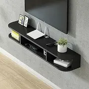 Floating TV Support Mounted On The Wall, Entertainment Center, Storage Unit, Audio/Video Console, Cable Box, Routing Shelf, Brown ~/