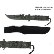 Hunting Knife CAMO 15.5cm Blade Sheath Camping Tactical Bowie Army Outdoor Pig