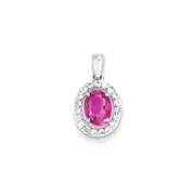 Sterling Silver Rhodium Plated White Topaz u0026 Pink Tourmaline Pendant