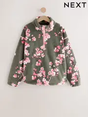 Green Cherry Blossom Borg Fleece (F00351) | $79