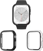 For Apple Watch Series 7 8 45MM 41MM Full Cover Case Hard Glass Screen Protector