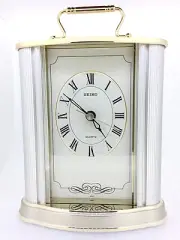 Seiko Quartz Mantel Clock Silvertone and Goldtone QQZ017S