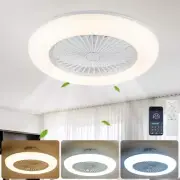 22in Bladeless LED Ceiling Fan w/Light & Remote 6 Wind Speeds Low Profile White