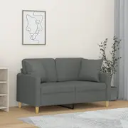 2-Seater Sofa with Throw Pillows Dark Grey 120 cm Fabric