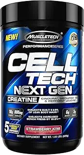 Creatine Monohydrate Powder, MuscleTech Cell-Tech Next Gen Creatine Powder, Post Workout Drink, Creatine Supplements for Men and Women, Strawberry Kiwi (30 Servings)