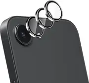 NECARSIN Camera Lens Protector Compatible for iPhone 16e,Metal Ring Tempered Glass Cover,Anti-Scratch Protection,Case Friendly,Bumper Design,Set of 3 - Silver